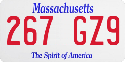 MA license plate 267GZ9