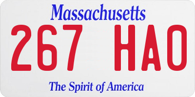 MA license plate 267HA0