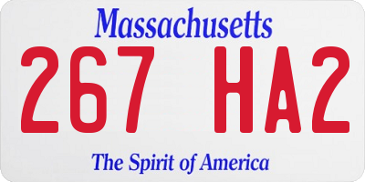 MA license plate 267HA2