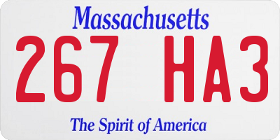 MA license plate 267HA3