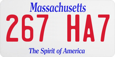 MA license plate 267HA7