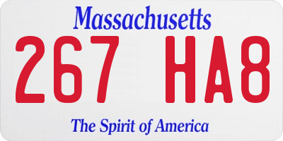 MA license plate 267HA8