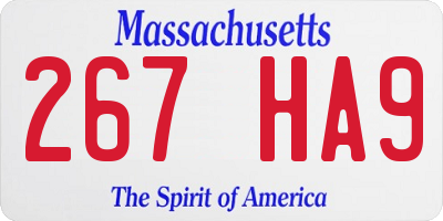 MA license plate 267HA9