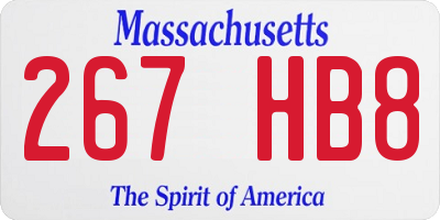 MA license plate 267HB8