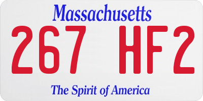 MA license plate 267HF2
