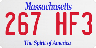 MA license plate 267HF3