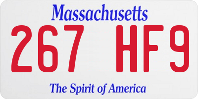 MA license plate 267HF9