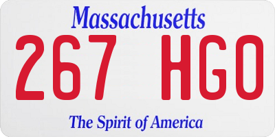 MA license plate 267HG0