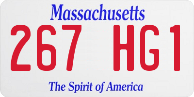 MA license plate 267HG1