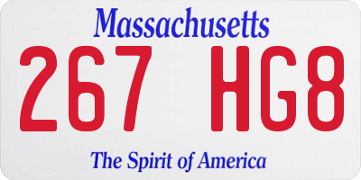 MA license plate 267HG8