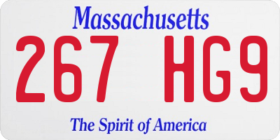 MA license plate 267HG9
