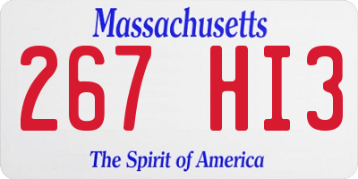 MA license plate 267HI3