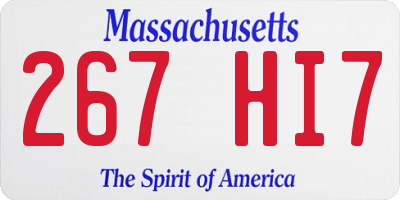 MA license plate 267HI7