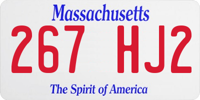 MA license plate 267HJ2