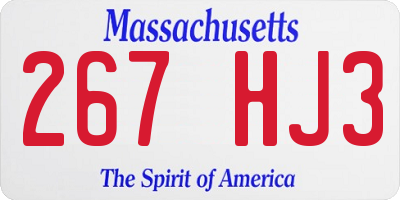 MA license plate 267HJ3