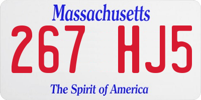 MA license plate 267HJ5