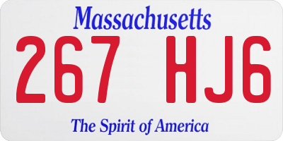 MA license plate 267HJ6