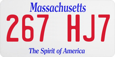 MA license plate 267HJ7