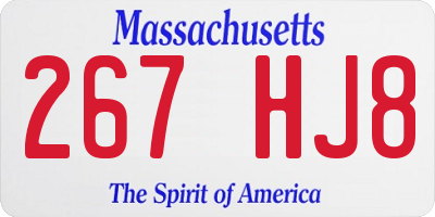 MA license plate 267HJ8