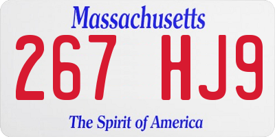 MA license plate 267HJ9