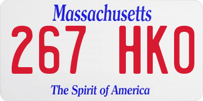 MA license plate 267HK0