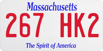 MA license plate 267HK2