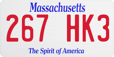 MA license plate 267HK3