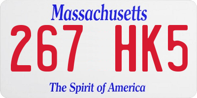 MA license plate 267HK5