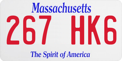 MA license plate 267HK6