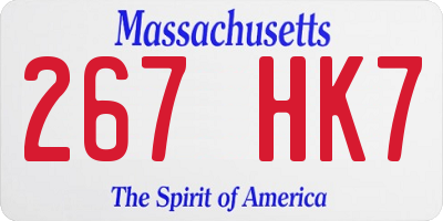 MA license plate 267HK7