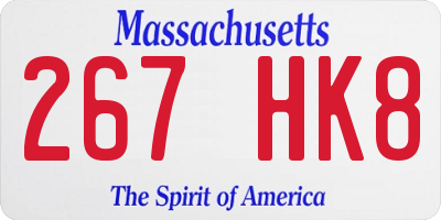 MA license plate 267HK8