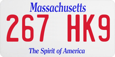 MA license plate 267HK9