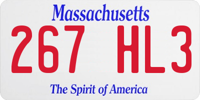 MA license plate 267HL3