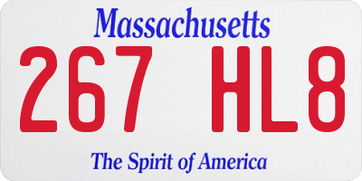 MA license plate 267HL8