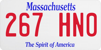 MA license plate 267HN0