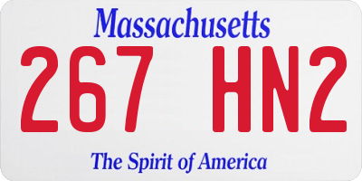 MA license plate 267HN2