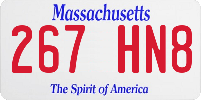 MA license plate 267HN8