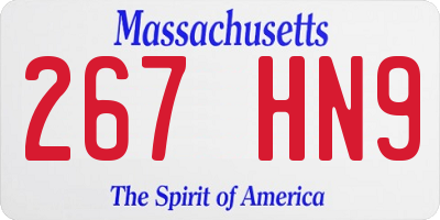 MA license plate 267HN9