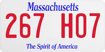 MA license plate 267HO7