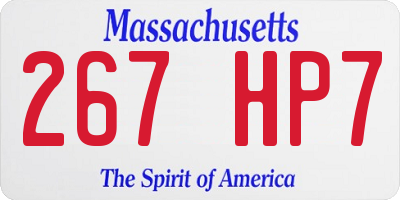 MA license plate 267HP7
