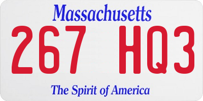 MA license plate 267HQ3