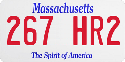 MA license plate 267HR2