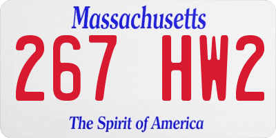 MA license plate 267HW2