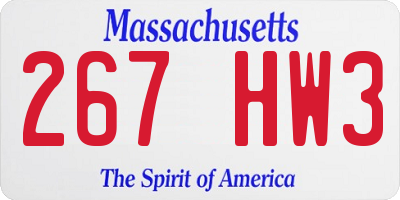 MA license plate 267HW3