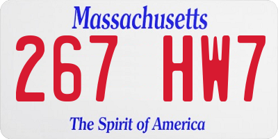 MA license plate 267HW7
