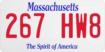 MA license plate 267HW8