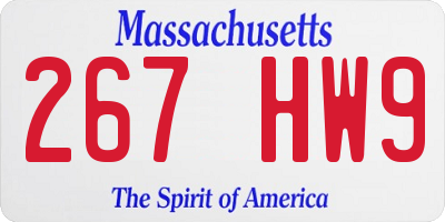 MA license plate 267HW9