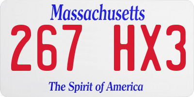 MA license plate 267HX3