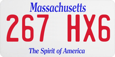 MA license plate 267HX6