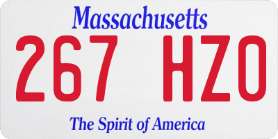 MA license plate 267HZ0
